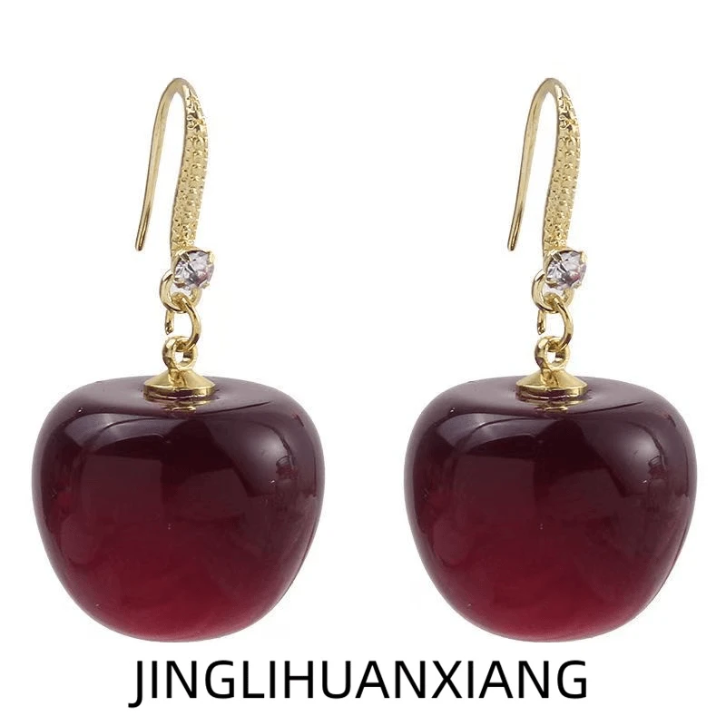 合金耳饰 A-31号C-951车厘子气质红色个性时尚百搭耳勾经典耳环