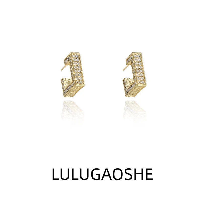 合金耳饰 C-1158耳环轻奢小众简约法式设计个性精致百搭素款超闪