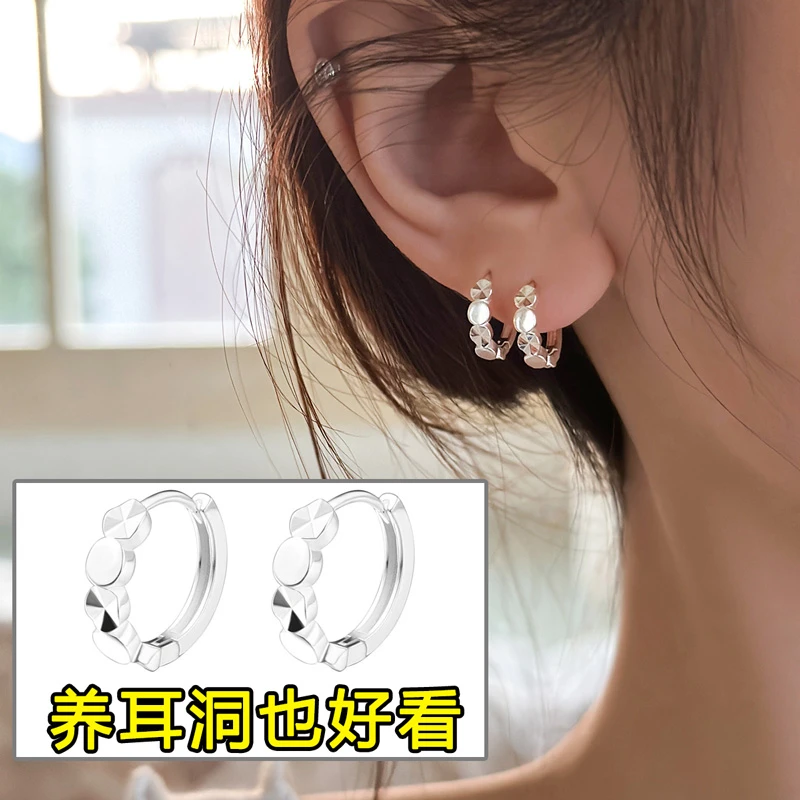 925银耳饰 切面耳环女小众设计ins风高级感养耳洞耳钉气质百搭潮