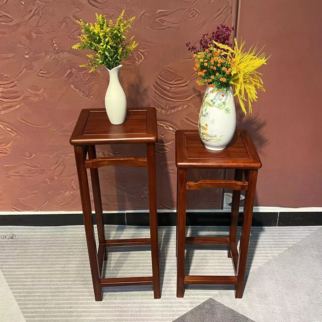 非洲酸枝新中式花几实木客厅家用简约正方形网红木花架古典