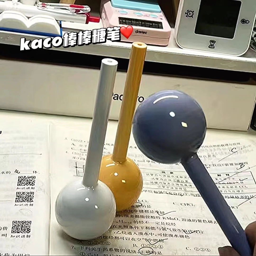 KACO棒棒糖台笔黑色中性笔搞怪不倒翁签字笔办公笔记学生桌面柜台