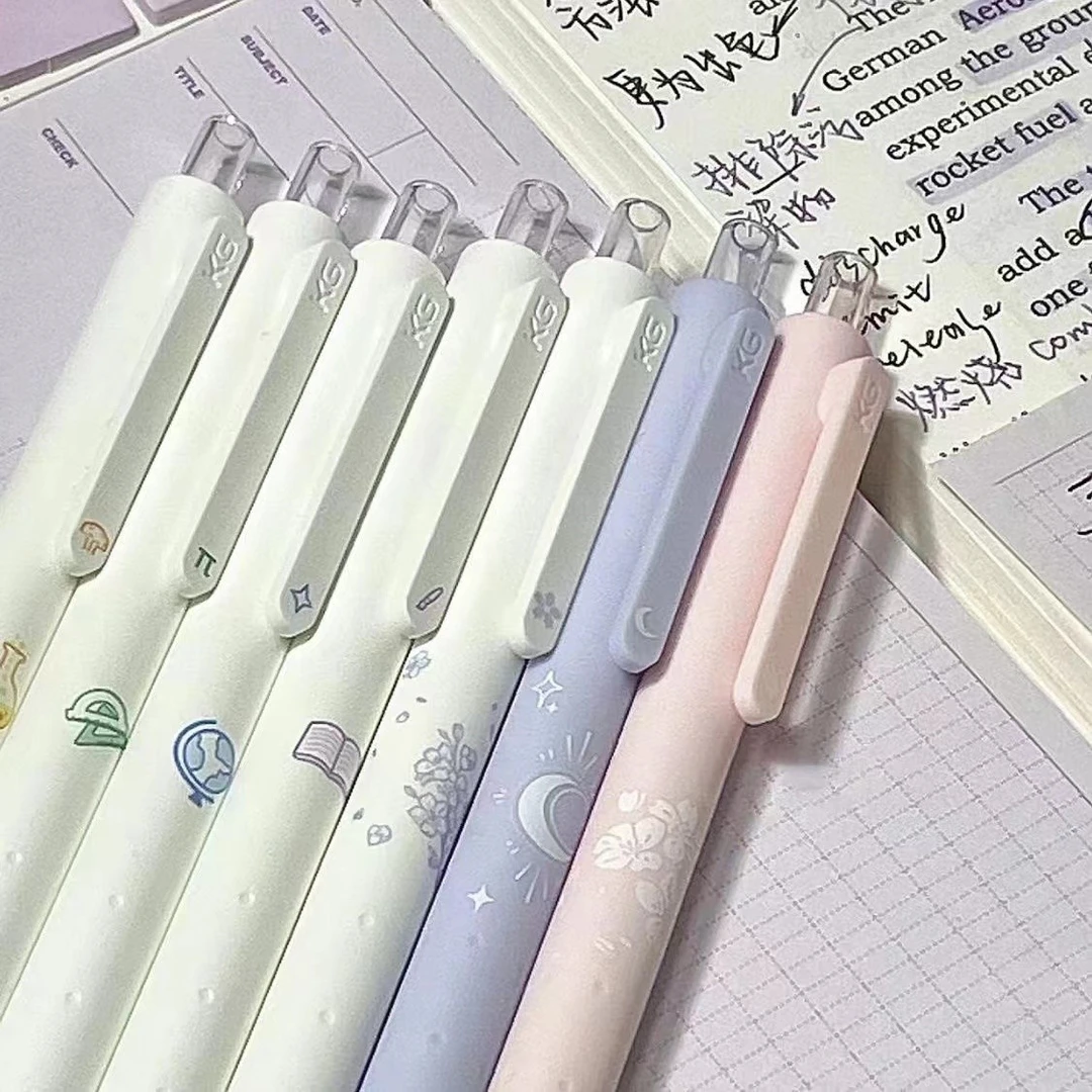 KACO菁点学科笔按动中性笔黑色水笔可换替芯与海为邻学生刷题笔