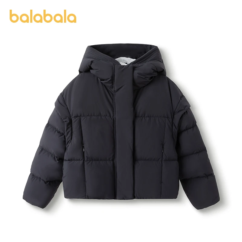 巴拉巴拉童装儿童短款羽绒服女童冬季中大童保暖连帽鹅绒外套洋气