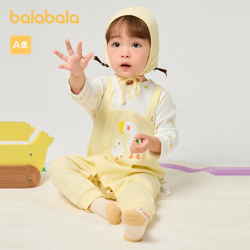 巴拉巴拉童装新生儿宝宝连体衣满月服爬服婴儿2025新款背带假两件