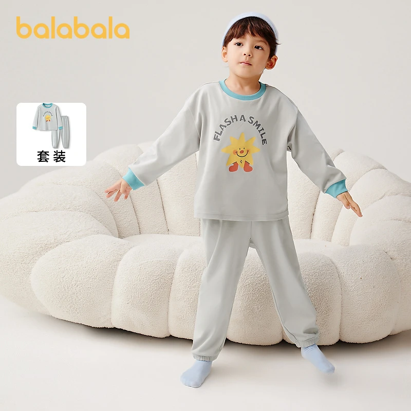 巴拉巴拉宝宝睡衣套装棉2025春季新款儿童家居服小童男童女童卡通