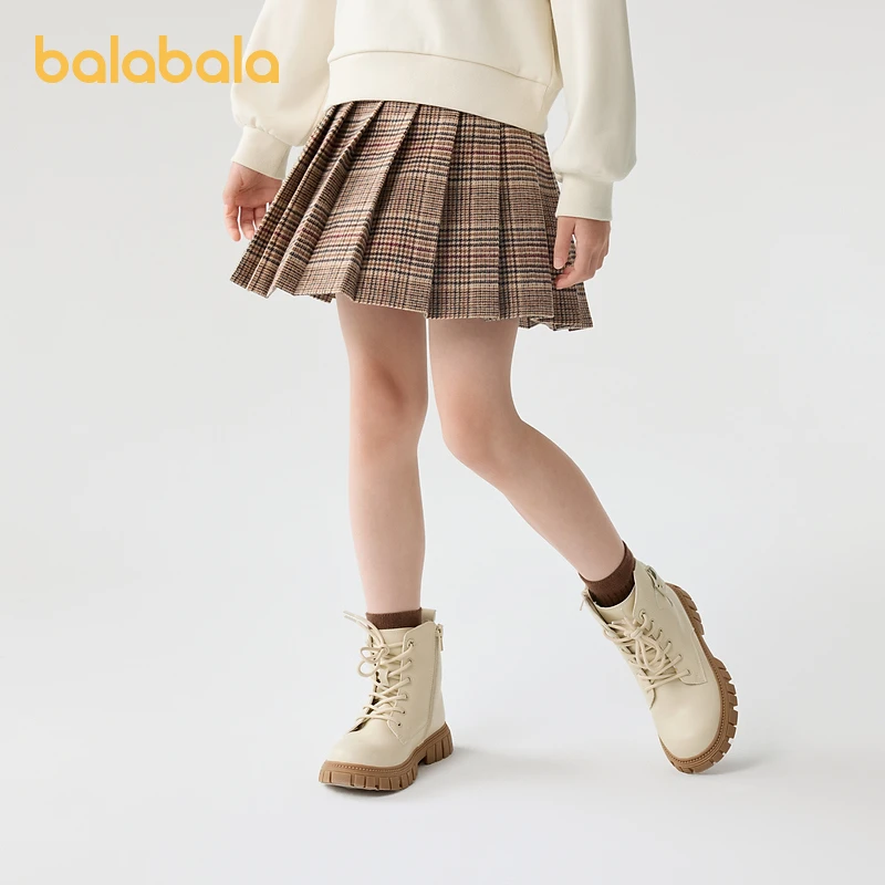 巴拉巴拉童装儿童半身裙秋冬装女童短裙子学院风百褶裙毛呢时尚潮