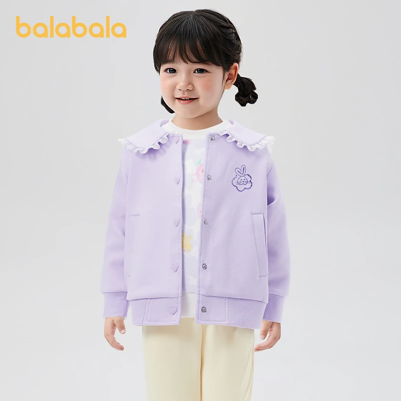 巴拉巴拉女童外套休闲装春装春秋宝宝长袖中童外穿洋气紫色上衣