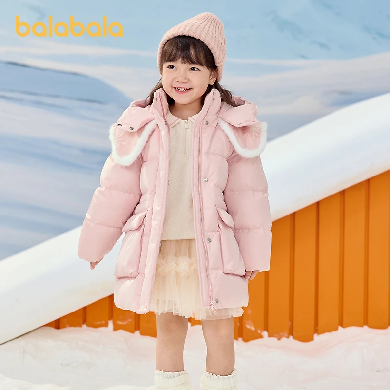 巴拉巴拉童装女童羽绒服连帽冬装外套甜美潮保暖琥珀流光