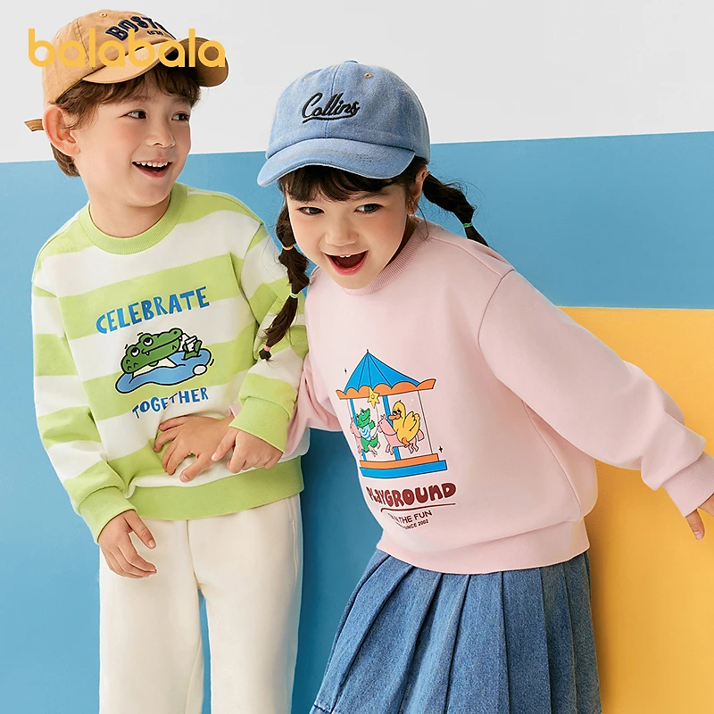 巴拉巴拉童装男女儿童卫衣2025时尚秋冬宽松卡通印花上衣潮欧若风