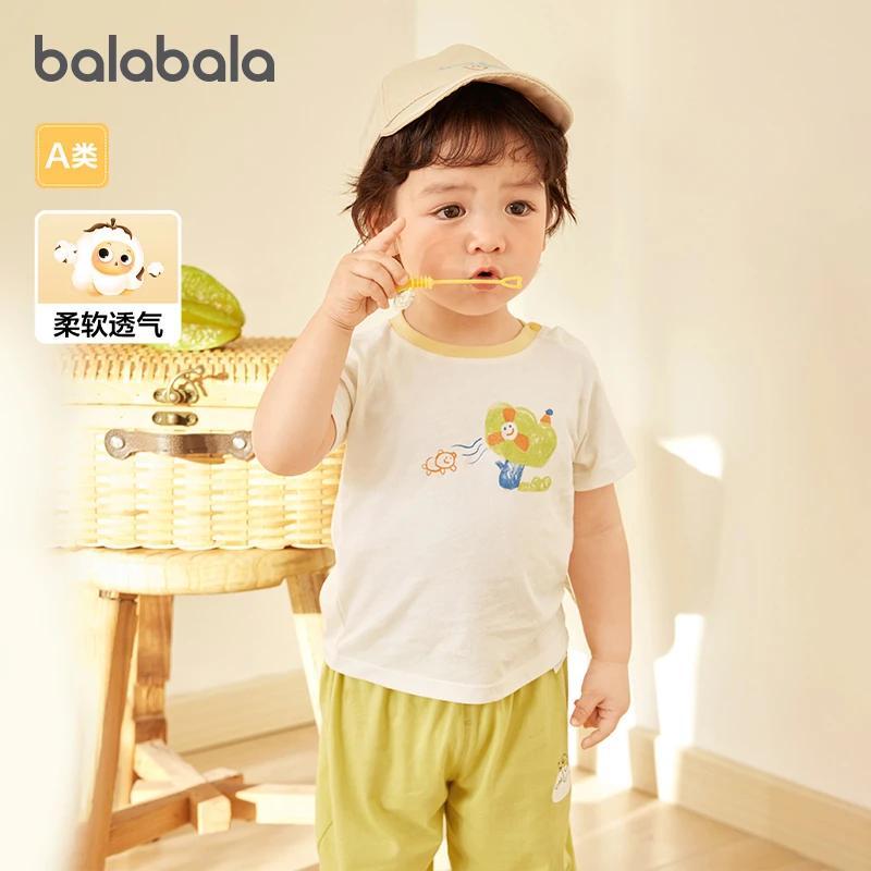 巴拉巴拉婴儿小童t恤宝宝打底衫女童上衣男童短袖夏季洋气透气