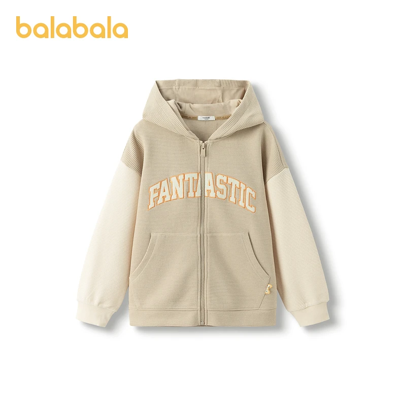 巴拉巴拉童装儿童外套女童秋装新款中大童华夫格连帽甜美上衣
