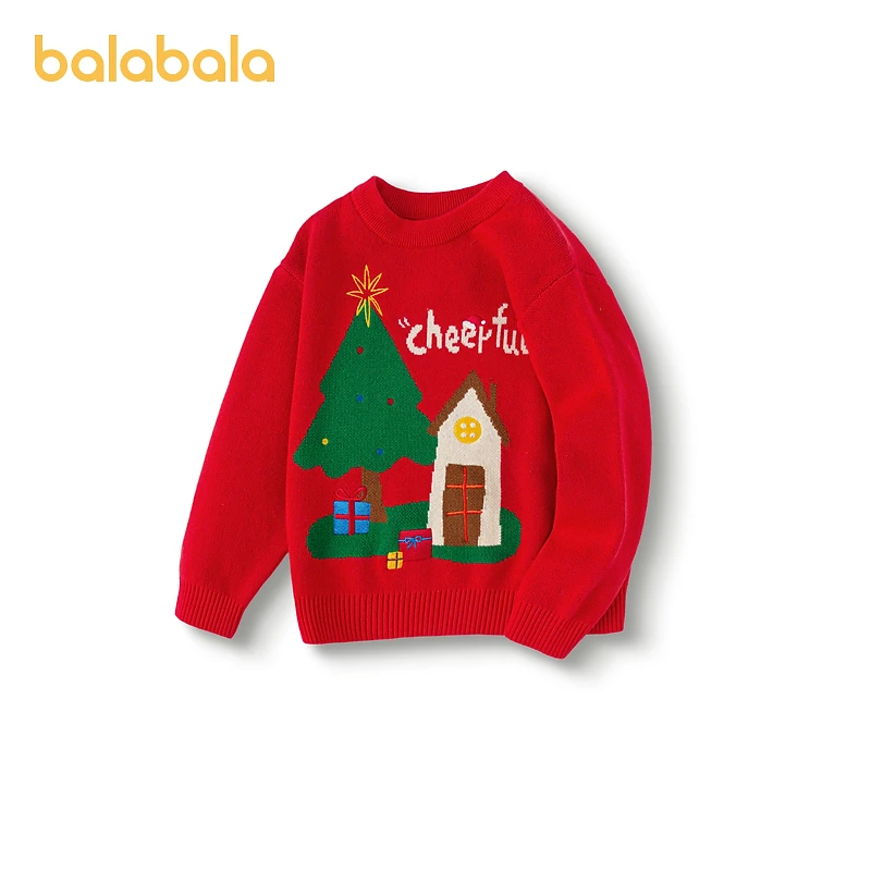 巴拉巴拉童装儿童毛衫男童女童圣诞毛衣秋冬装套头衫宽松