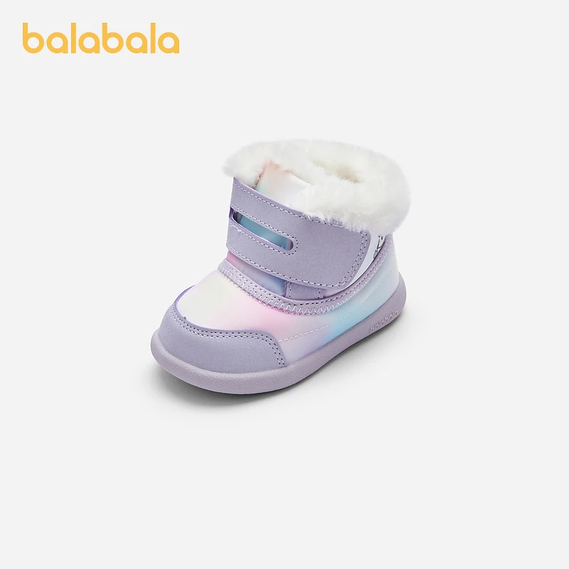 巴拉巴拉宝宝学步鞋加绒保暖棉靴女童婴儿鞋防滑冬季靴子可爱卡通