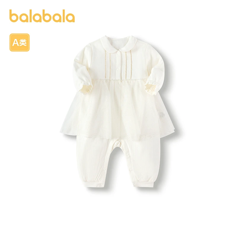 巴拉巴拉婴儿连体男女童包屁衣爬服夹棉假两件设计精致时髦洋气萌