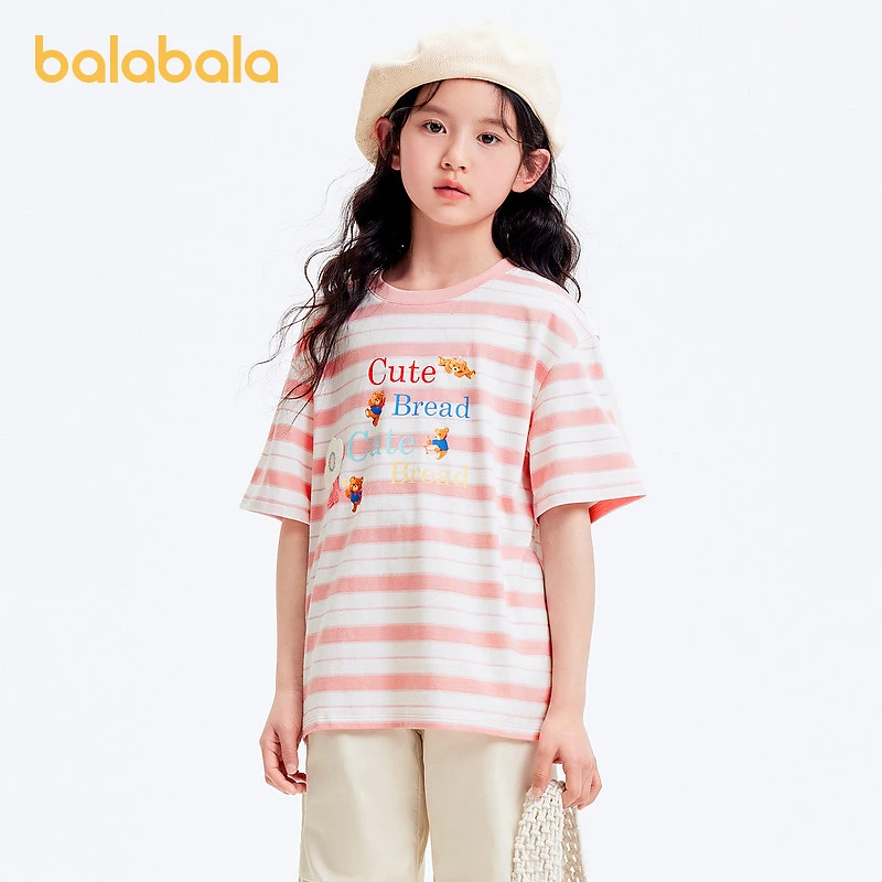 巴拉巴拉童装儿童短袖t恤女童夏装大童速干甜美凉感宽松舒适上衣