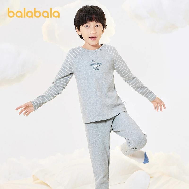 巴拉巴拉儿童男生内衣套装冬季秋衣秋裤保暖舒绒恐龙