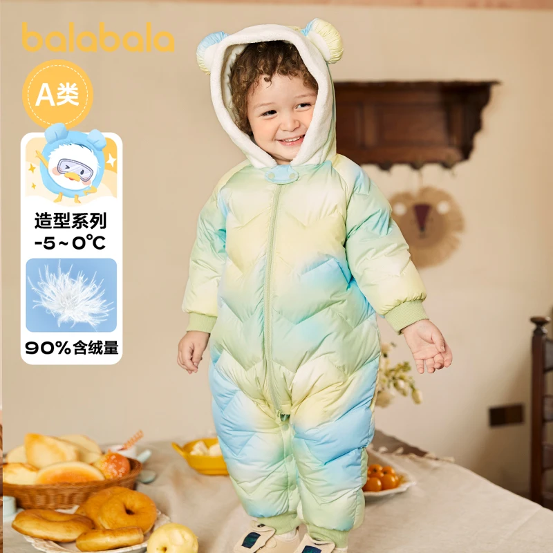 【婴童】巴拉巴拉婴儿连体羽绒服宝宝冬季外出爬服加绒儿童轻薄保暖