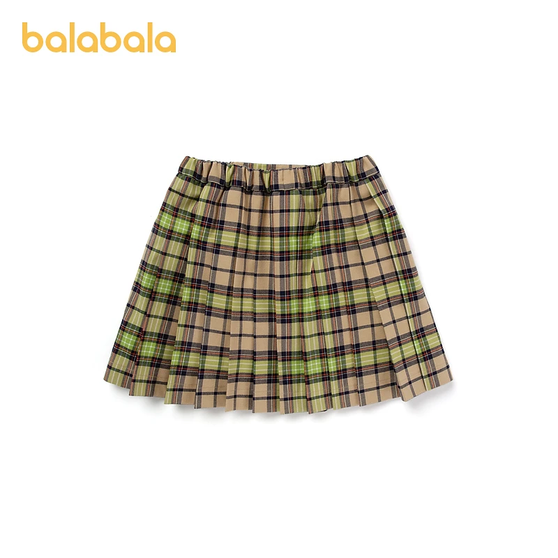 巴拉巴拉儿童半身裙秋冬季中大童裙子女童百褶裙方格22112002