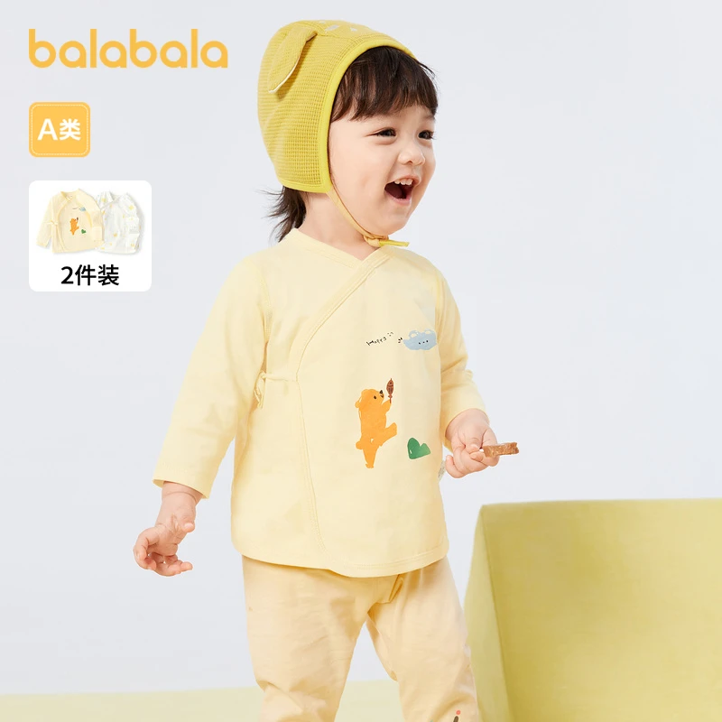 巴拉巴拉宝宝打底衫婴儿男女童内着儿童上衣薄款黄白色纯棉