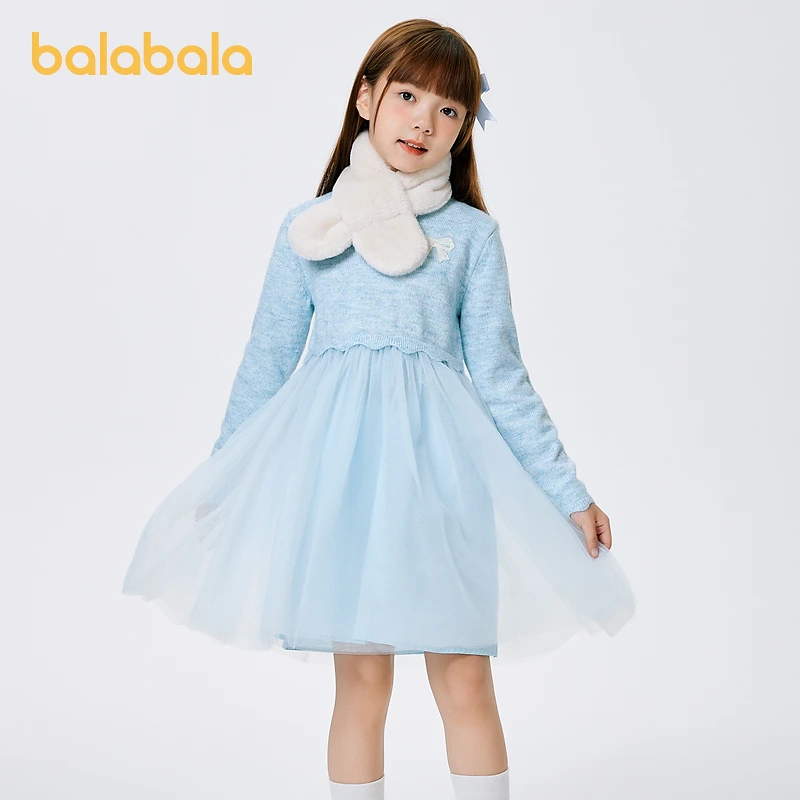 巴拉巴拉女童连衣裙公主裙秋冬新款儿童裙子纱裙蓬蓬裙甜美