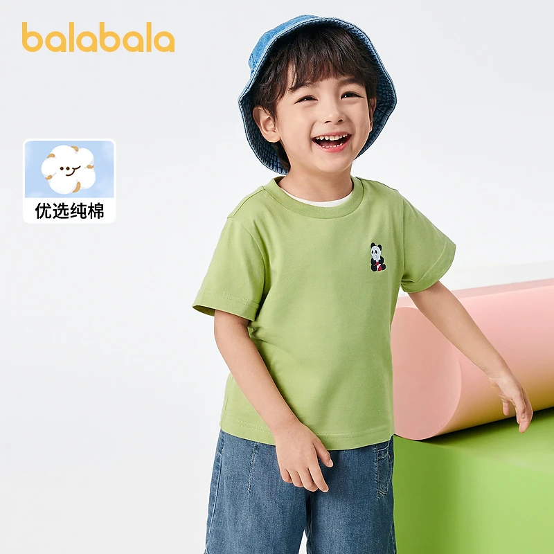 巴拉巴拉男女童短袖T恤儿童纯棉中大童夏季直筒上衣
