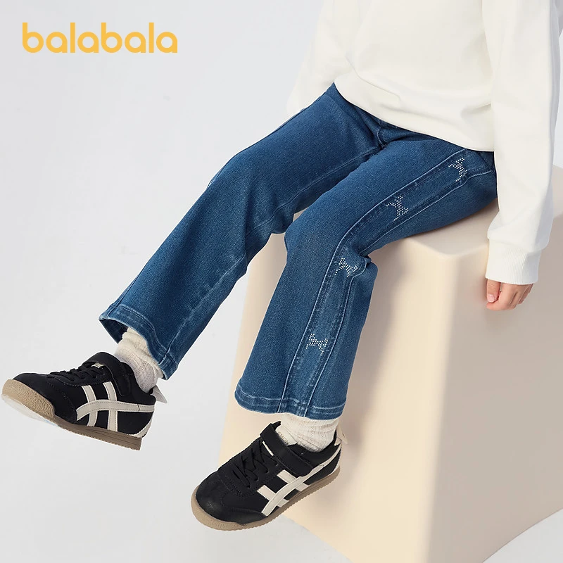 巴拉巴拉童装儿童牛仔裤女童秋装款洋气喇叭长裤
