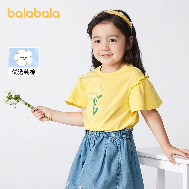 巴拉巴拉儿童T恤女童短袖纯棉上衣夏装甜美洋气童装208223117035