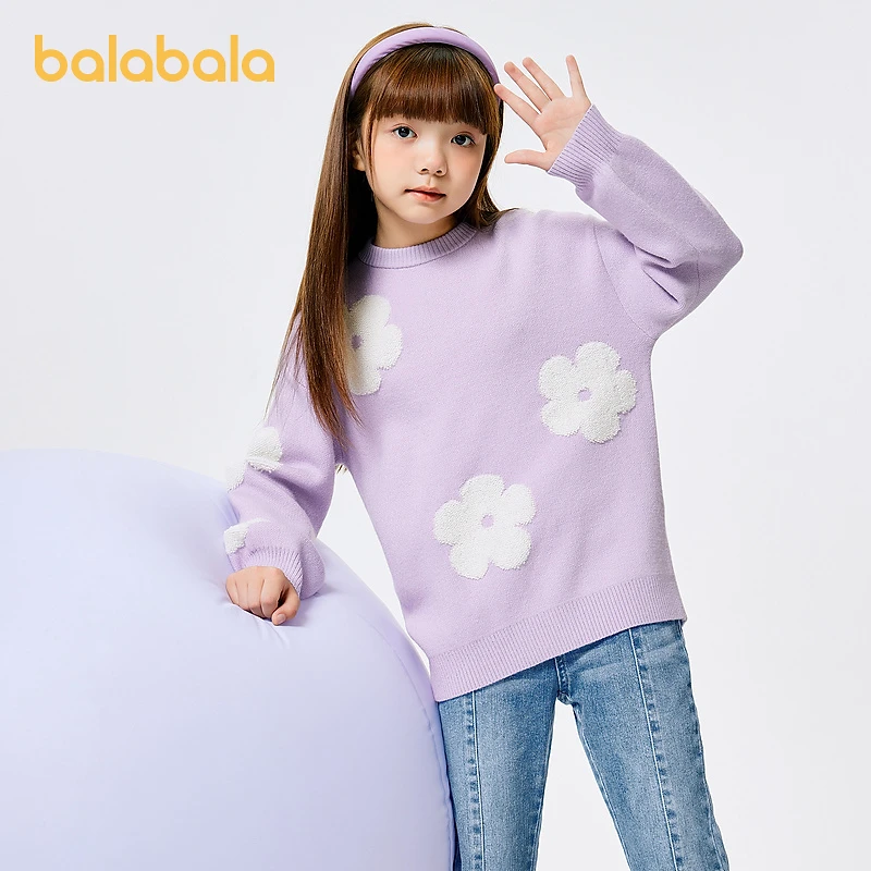 巴拉巴拉儿童毛衣女童秋冬新款花朵针织打底208423103010