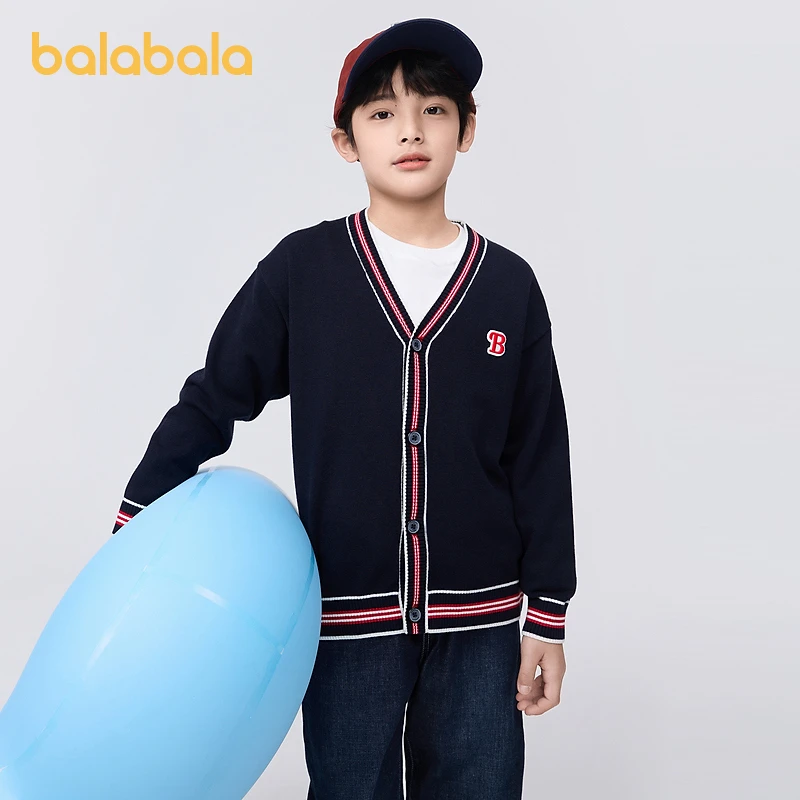 巴拉巴拉童装男童毛衣春秋装大童小童开衫亲子针织衫纯色内搭上衣