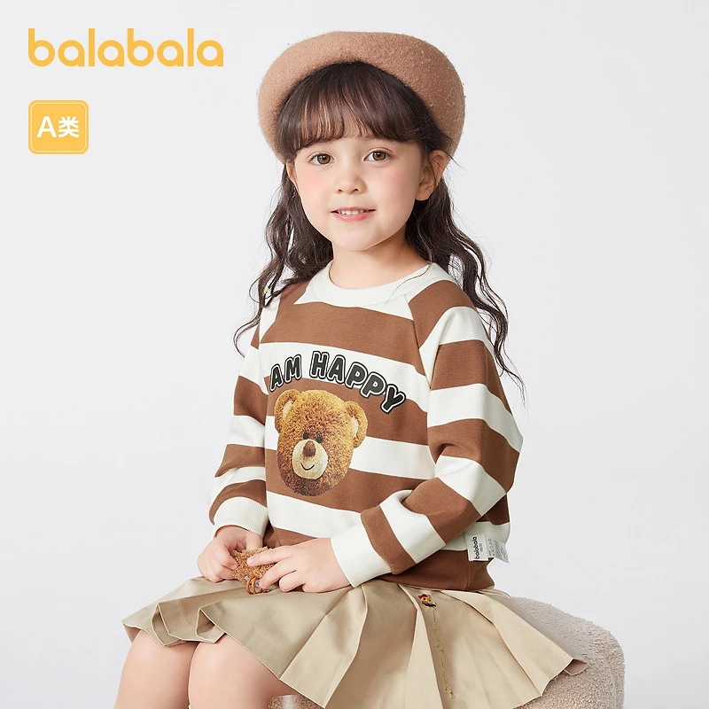 巴拉巴拉童装儿童t恤女宝宝长袖条纹上衣时髦洋气春秋小童圆领