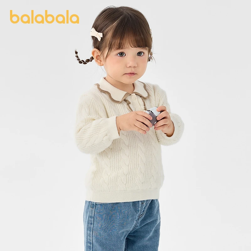 【商场同款】巴拉巴拉婴儿毛衣针织衫女童冬季含羊毛衫2024新款套头