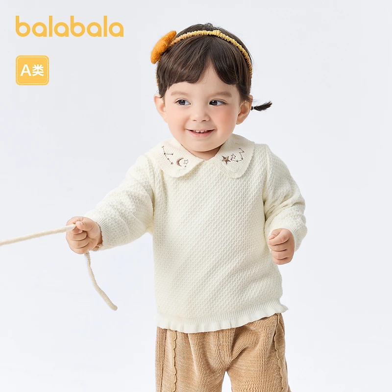 巴拉巴拉婴儿毛衣儿童冬季打底衫女童针织衫套头翻领甜美洋气精致