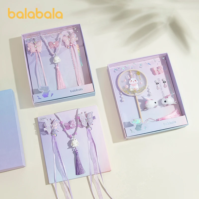 巴拉巴拉儿童饰品礼盒女童发饰可爱发夹项链配饰甜美