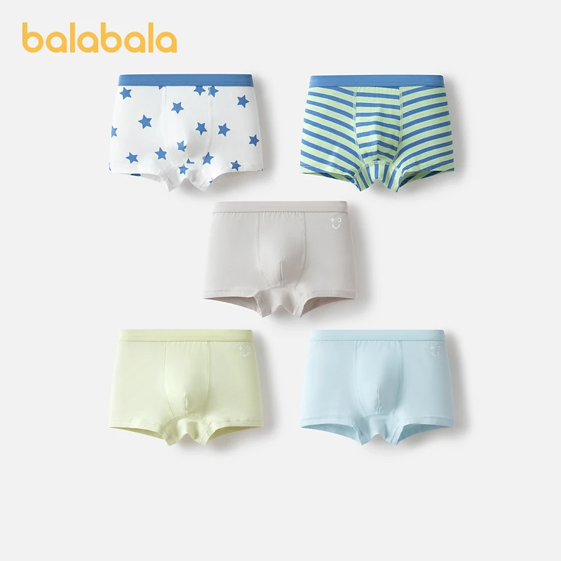 巴拉巴拉儿童内裤棉a类男童平角短裤小童中大童女童四角裤五条装