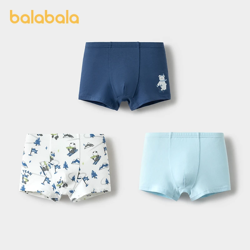 巴拉巴拉男童棉内裤小童中大童简约亲肤平角四角舒适透气三条装