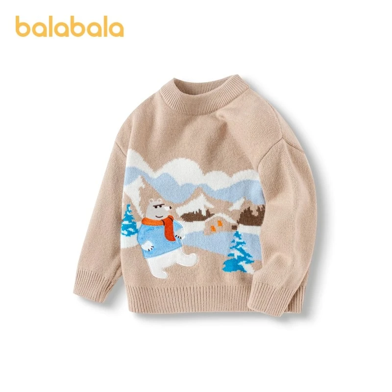 巴拉巴拉男童针织衫儿童毛衣秋冬宝宝风景提花上衣潮201422103102
