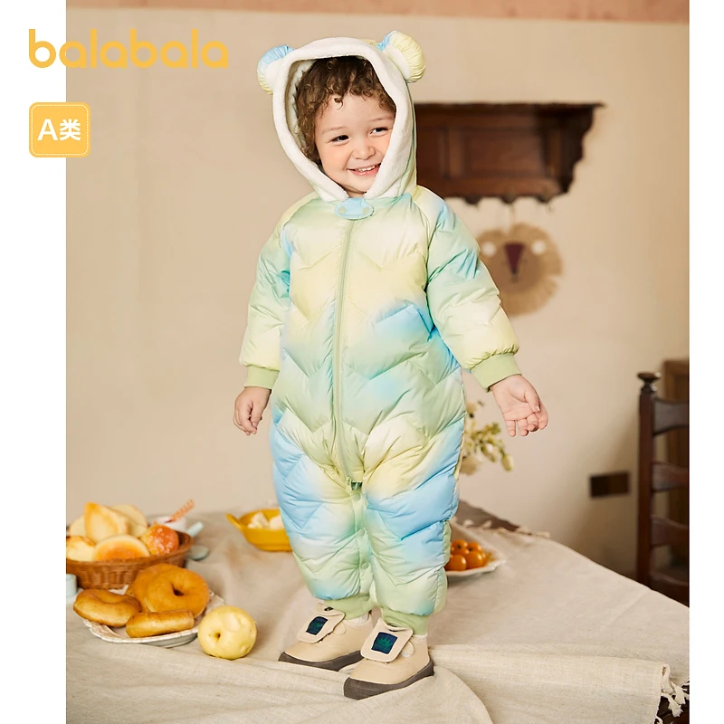巴拉巴拉婴儿连体羽绒服宝宝冬季外出爬服抱衣加绒萌208423120217