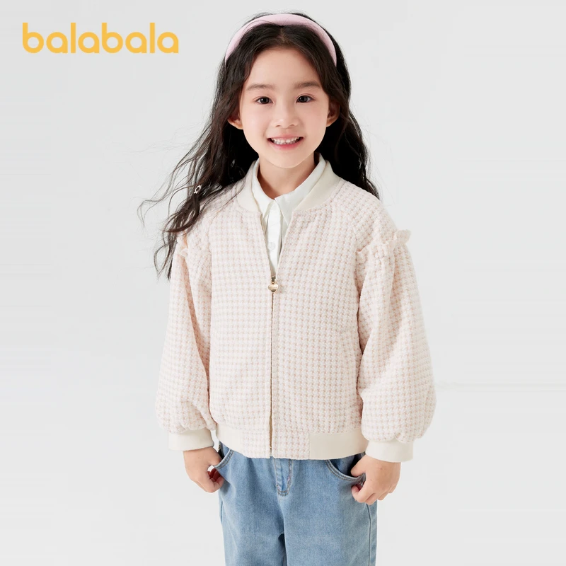 巴拉巴拉童装女童呢外套秋装新款格子衬衫小香风反季清仓上衣