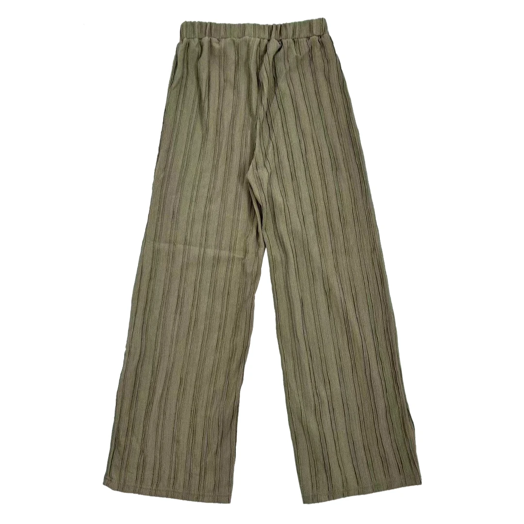 夏季宽松阔腿设计感高腰显瘦拖地长裤