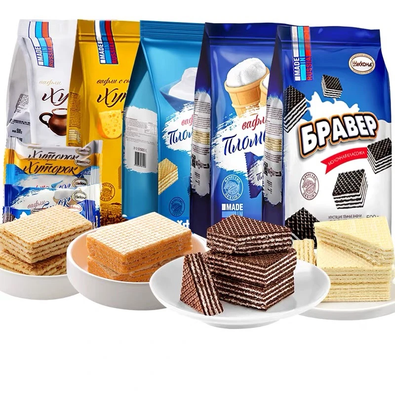 俄罗斯食品阿孔特小农庄奶酪味威化饼干夹心冰淇淋味威化美味香脆