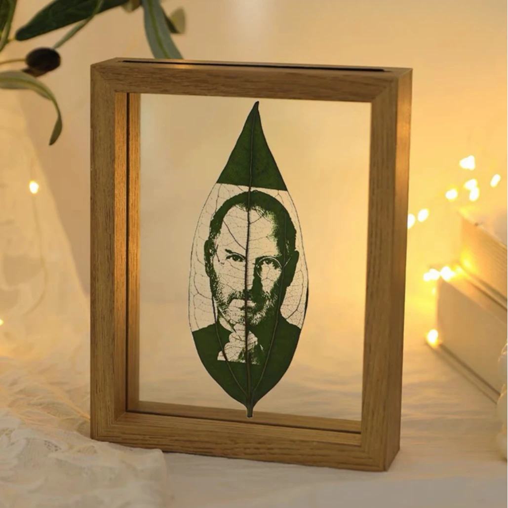 叶雕照片定制梧桐叶树叶发光相框书签叶创意礼物摆放摆放优质礼物