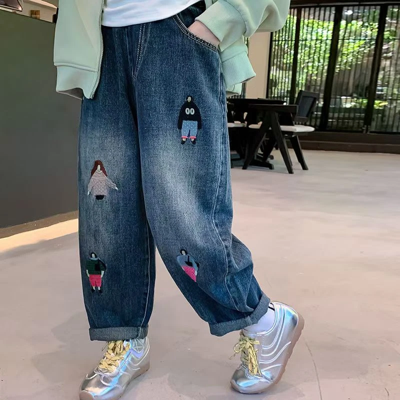 女童牛仔裤春秋炸街2025儿童老爹裤宽松哈伦裤中大童长裤外穿洋气