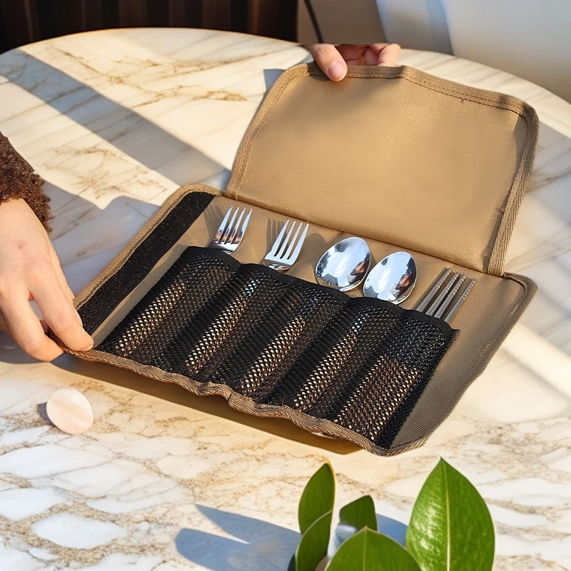 户外餐具六件套组合露营勺叉筷子套装野餐旅行便携收纳包