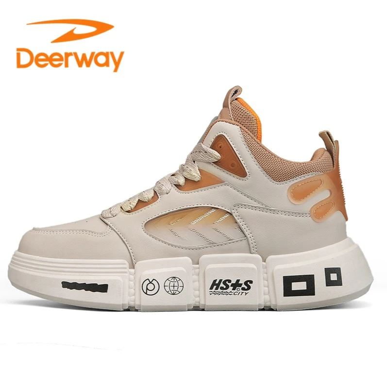 Deerway/德尔惠秋季新款百搭透气高帮青少年秋冬高帮板鞋
