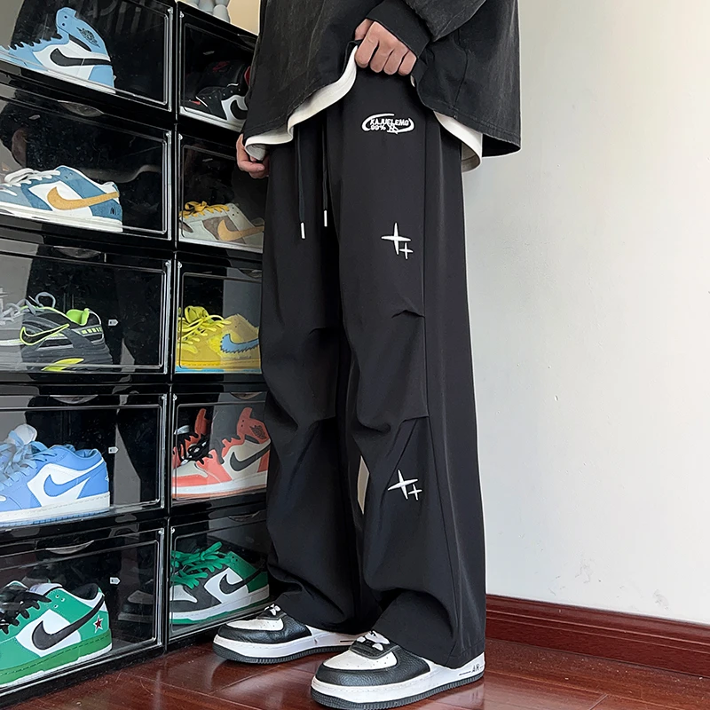 夏季青少年学生直筒潮流休闲裤男士高街时尚宽松百搭美式机能长裤