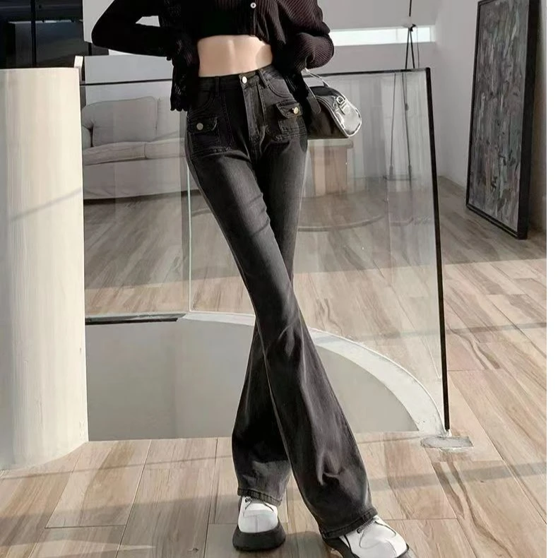 高腰喇叭裤显瘦裤子女款爆款2025新款小个子辣妹微喇舒适弹力