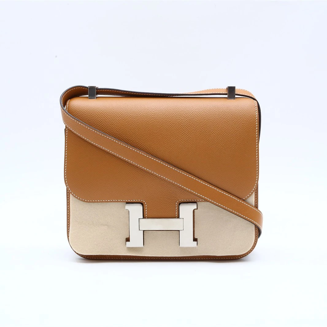 99新 Hermes/爱马仕 小花柳P234244234 康康24 金棕色Ep皮 A刻