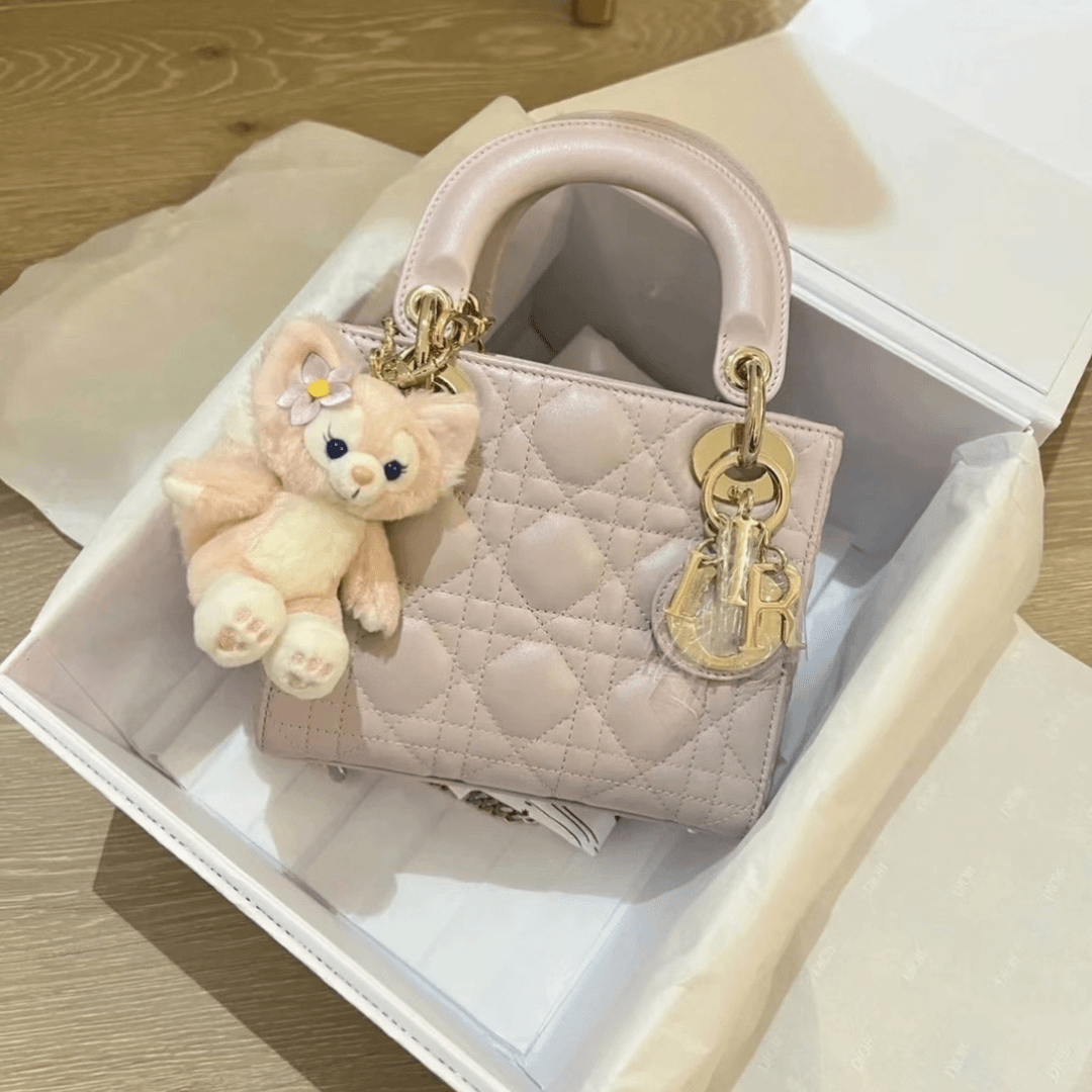 99新  外 小花瑶  Lady Dior 戴妃包 三格 粉色