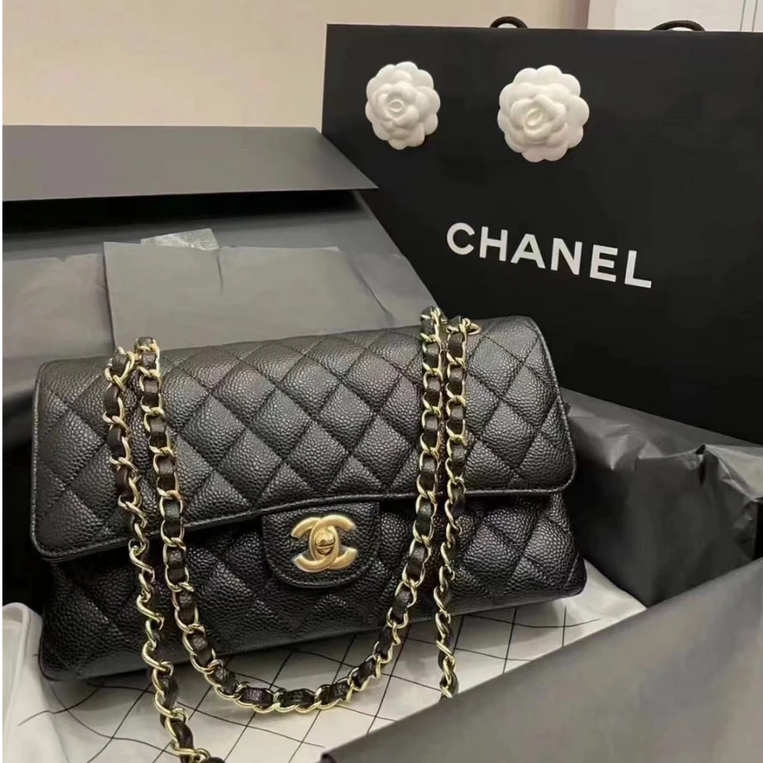 全新未使用 Chanel/香奈儿 小花璐璐TP001756 CF 中号 黑金 芯片