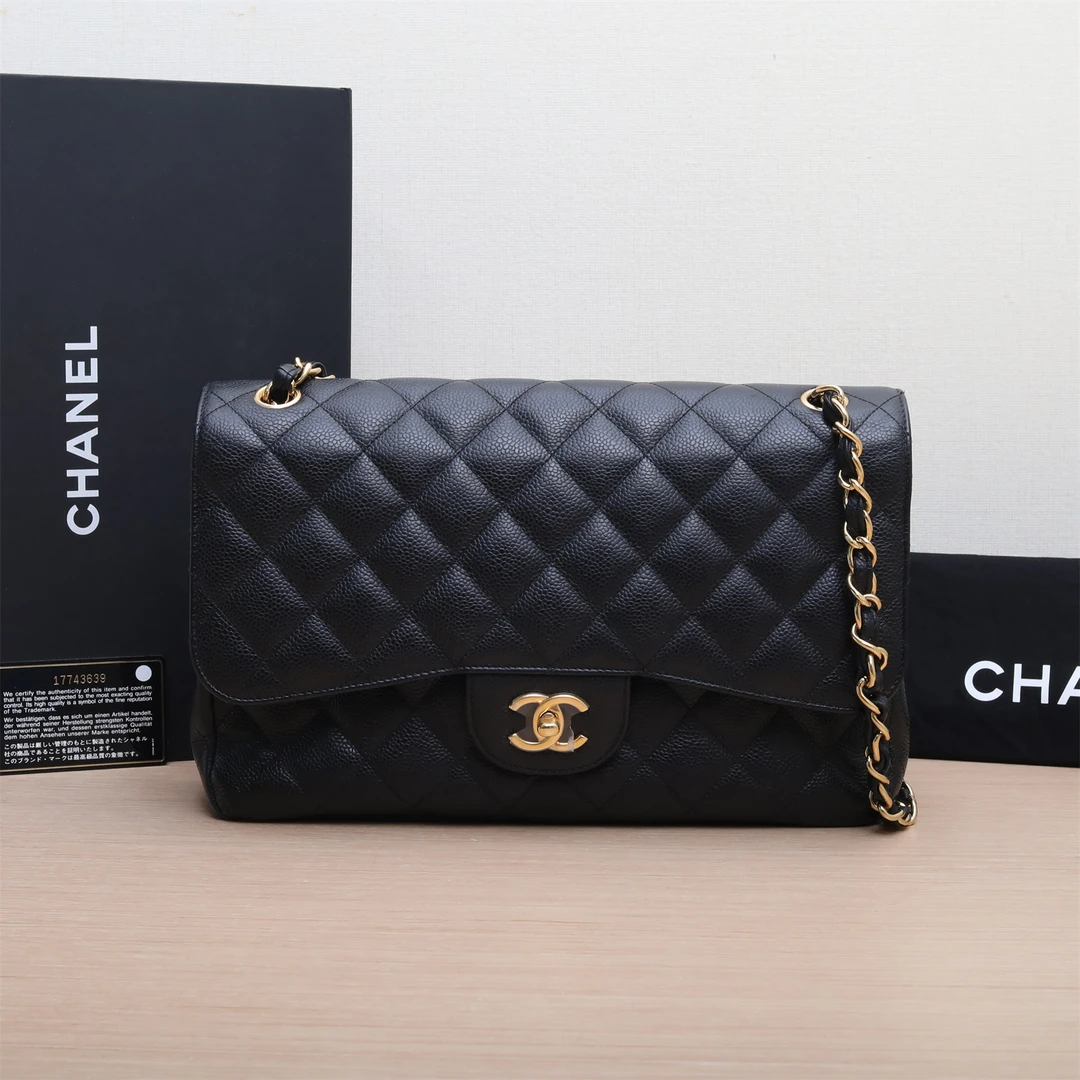 99新 Chanel/香奈儿 小花璐璐P213316390 CF JUMBO 17开 金扣